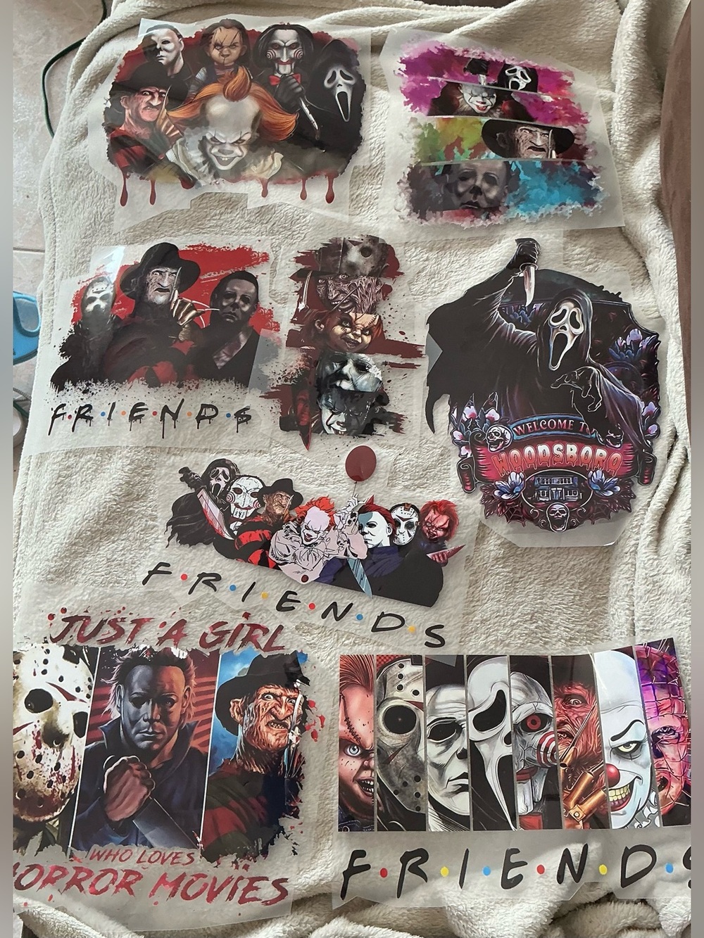 Lot Of 8 Halloween Horror DTF Heat Transfers Ready To Press Shirt Designs